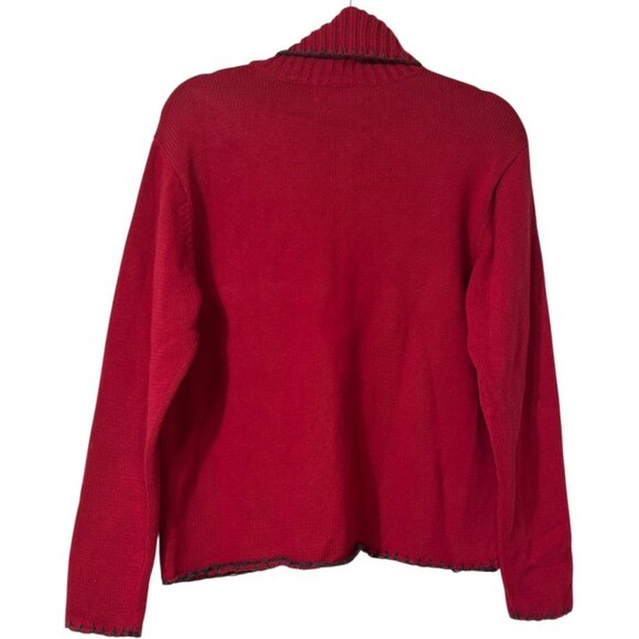 Coldwater Creek Red Knit Winter Christmas Holiday Turtleneck Sweater Size Medium - Picture 2 of 6